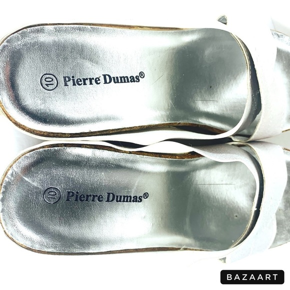 Pierre Dumas Metallic Slip On Criss Cross Platform Wedge Sandals Sz 10 - Picture 7 of 9